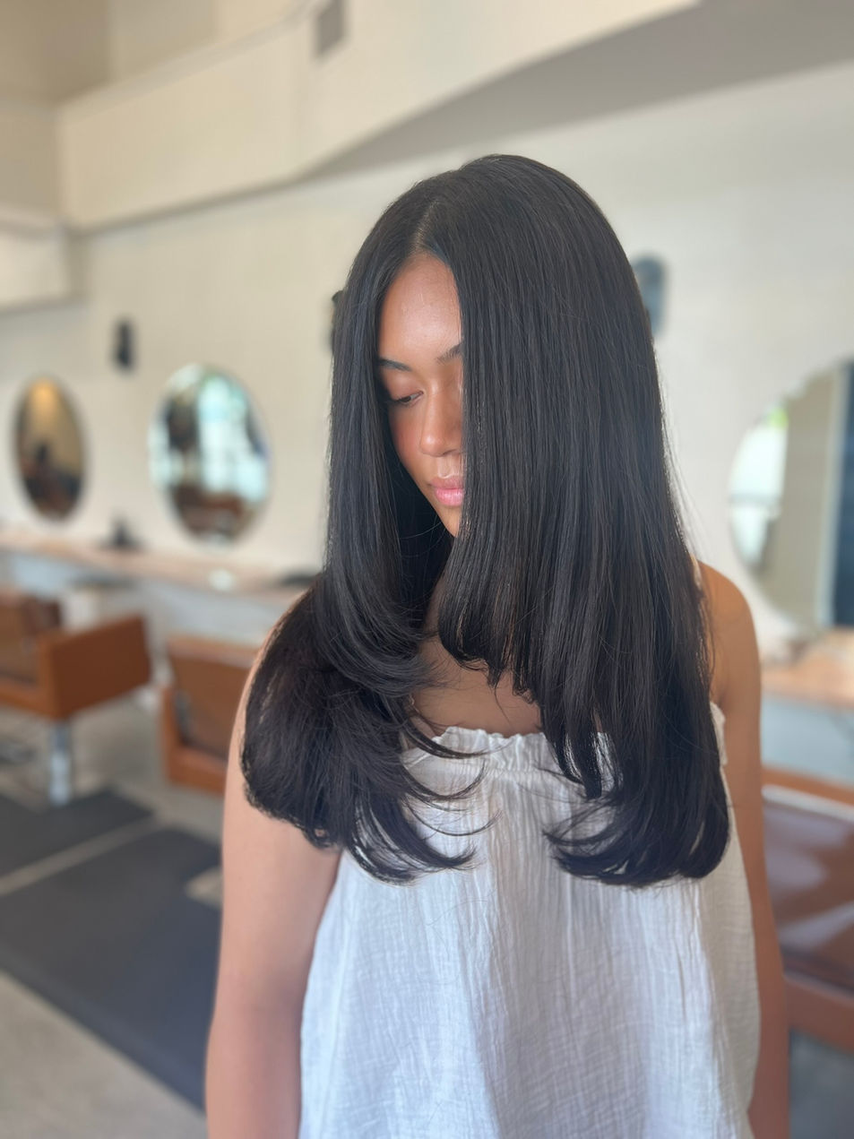Blunt Long Layered Haircut by Ashley