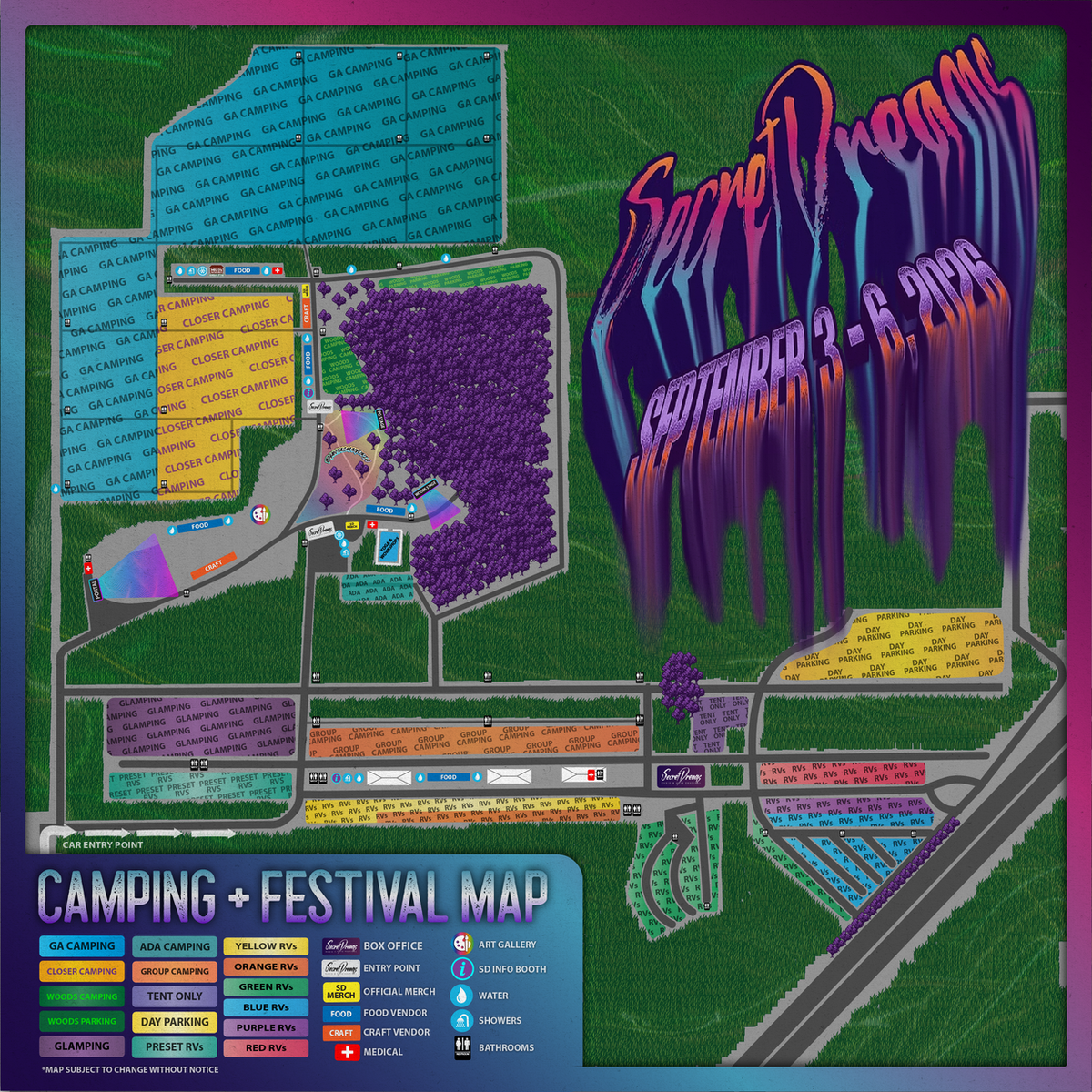 Secret Dreams 2026 event map