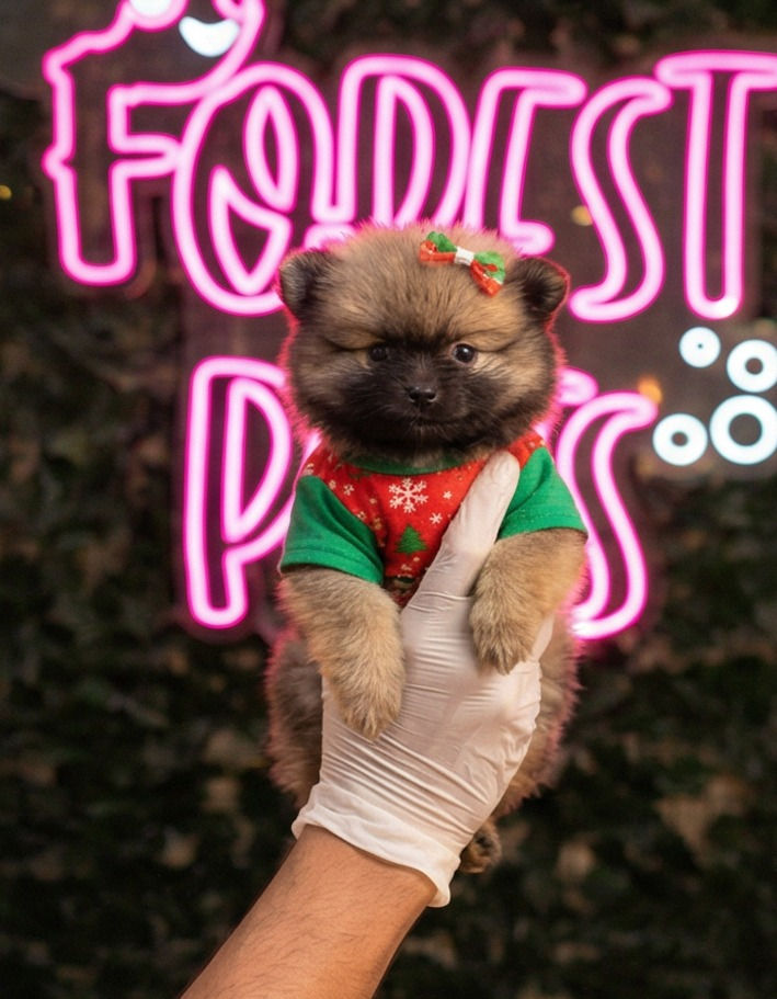 Fifi – Toy Pomeranian Puppy Girl Playful Spirit with fluffy coat in Dubai.