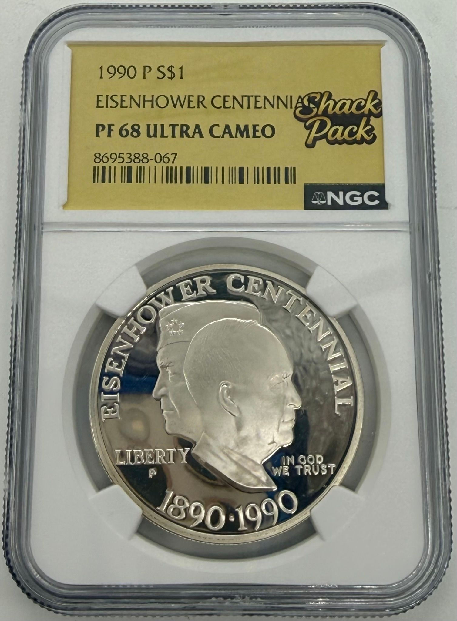 1990 P S$1 EISENHOWER CENTENNI PF 68 ULTRA CAMEO