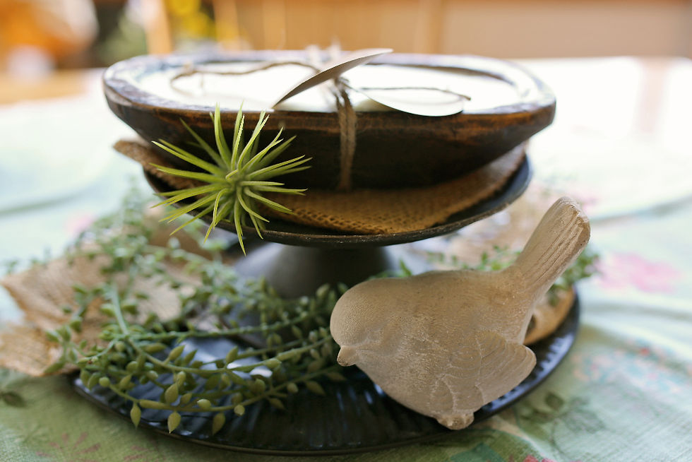 brown cow soap company wood bowl candle on stand