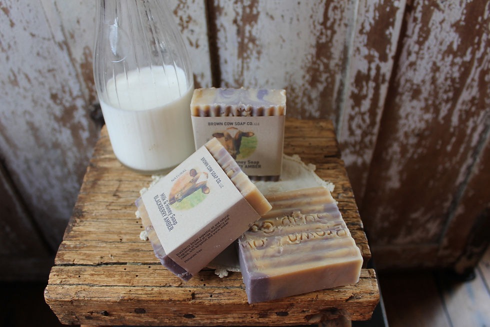 three bars of soap stacked