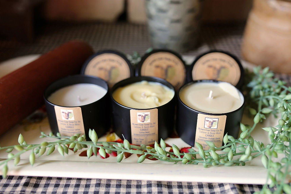 Thumbnail: three natural candles in a row on a table
