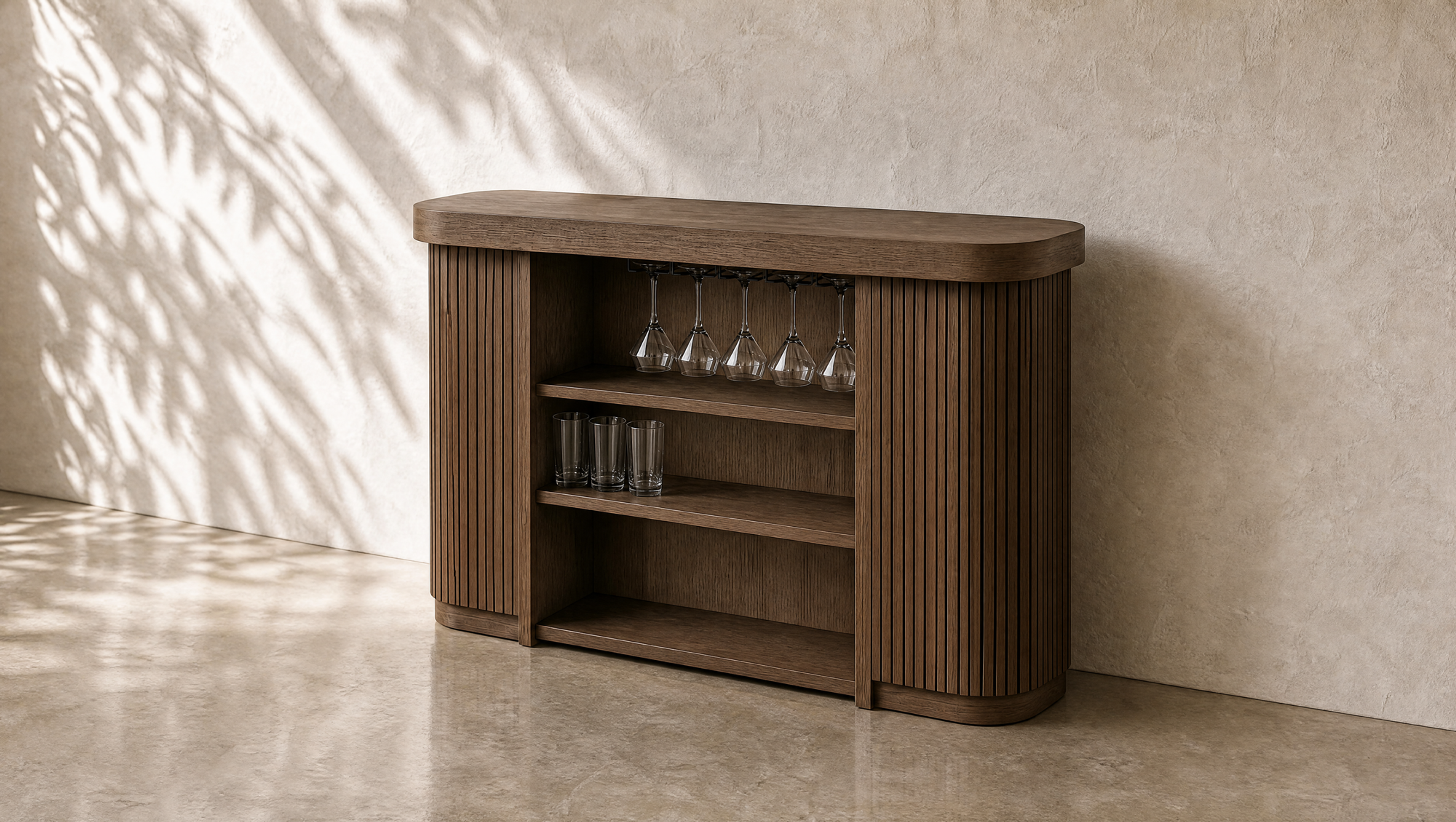 Oak freestanding bar