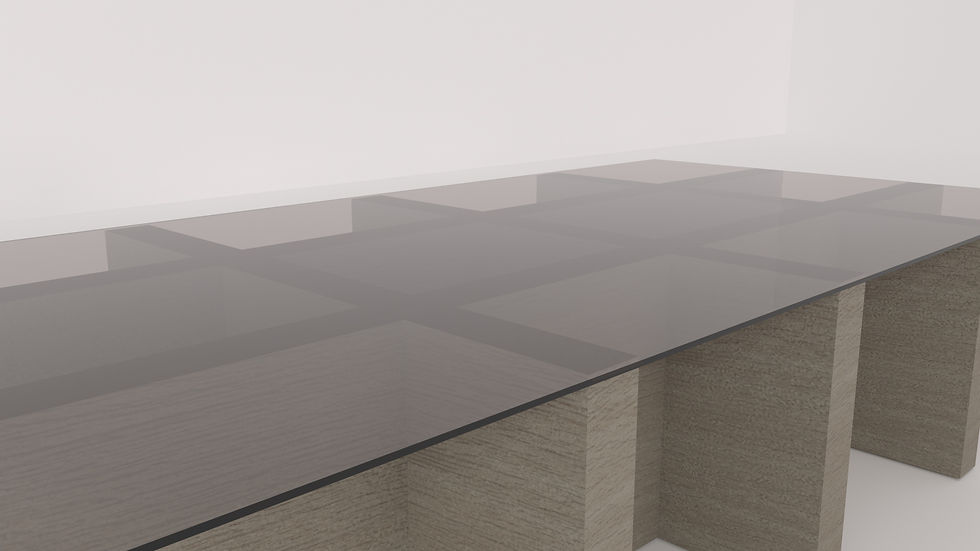 Thumbnail: Grey Coffee Table with lattice base &  Bronze Glass Top