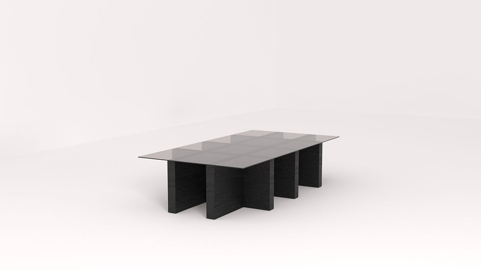Miniatura: Black Oak Coffee Table with lattice base &  Bronze Glass Top