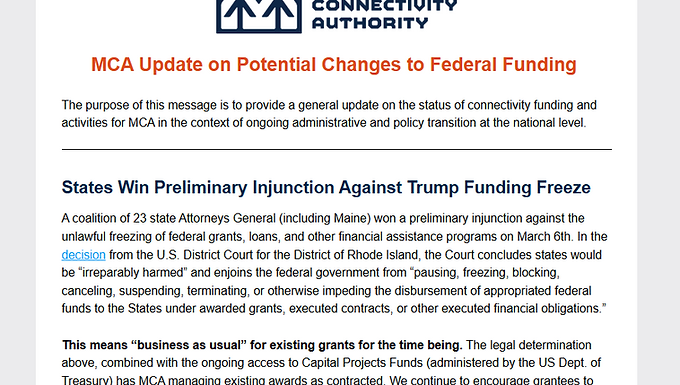 MCA Update on Potential Changes to Federal Funding 