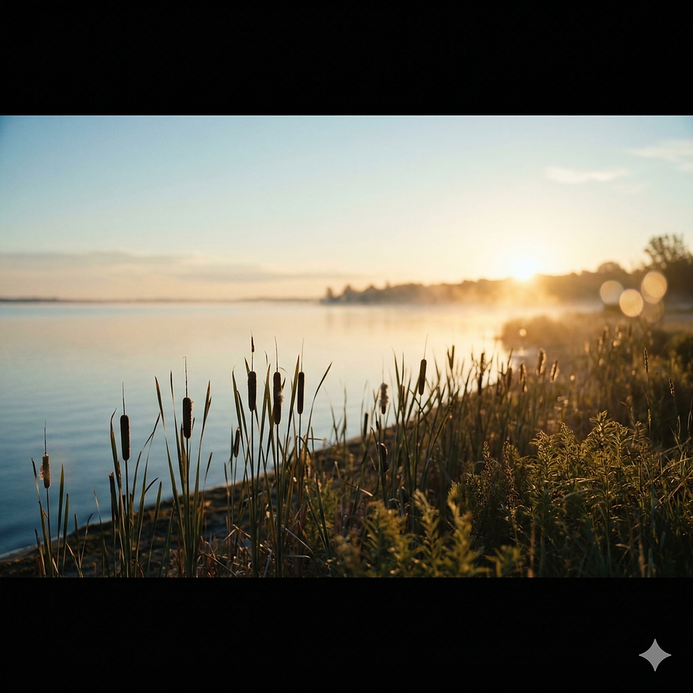 Lake Michigan shoreline at sunset