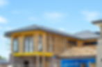 The structure of a two-story residential suburban house under construction. Concept of rea