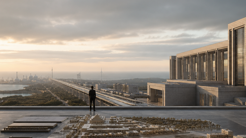 AI-generated image: Capital, planning, and architecture converge to shape enduring infrastructure on a long horizon.