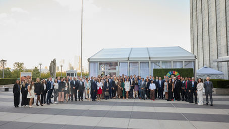 PVBLIC team members and stakeholders, partners, and guests of the PVBLIC-hosted Partnerships Day convening at the SDG Media Zone during the 80th UN General Assembly Week. Photo by David Nicholas.