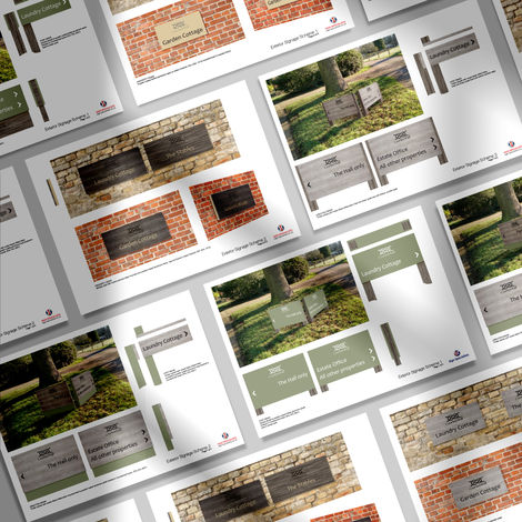 Pages from signage scheme for customer presentation