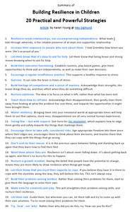 I recently read a great article by Karen Young, 'Building Resilience in Children - 20 Practical and Powerful Strategies'. To save you time and energy, I have created a summarised version. Just click here to download the full sized printable. You can find the complete article on the awesomely informative website 'Hey Sigmund'. #AnitaNess @EMBRACECalmerKids.com.au
