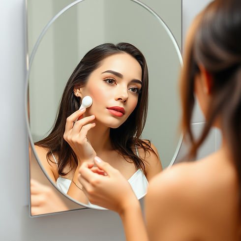 Woman In front of a mirror with a face cleaning tool.jpg