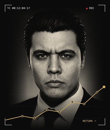 Christtian Wodson, economist and film director, framed as a film shot with a rising return line