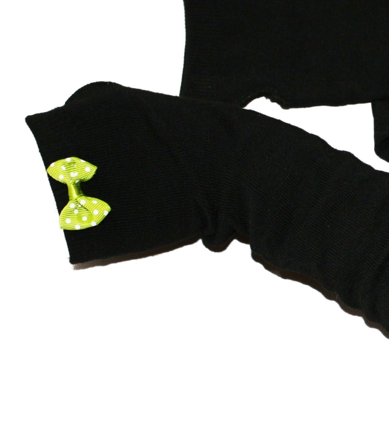 Fingerlose Handschuhe Schwarz Grün Schleife