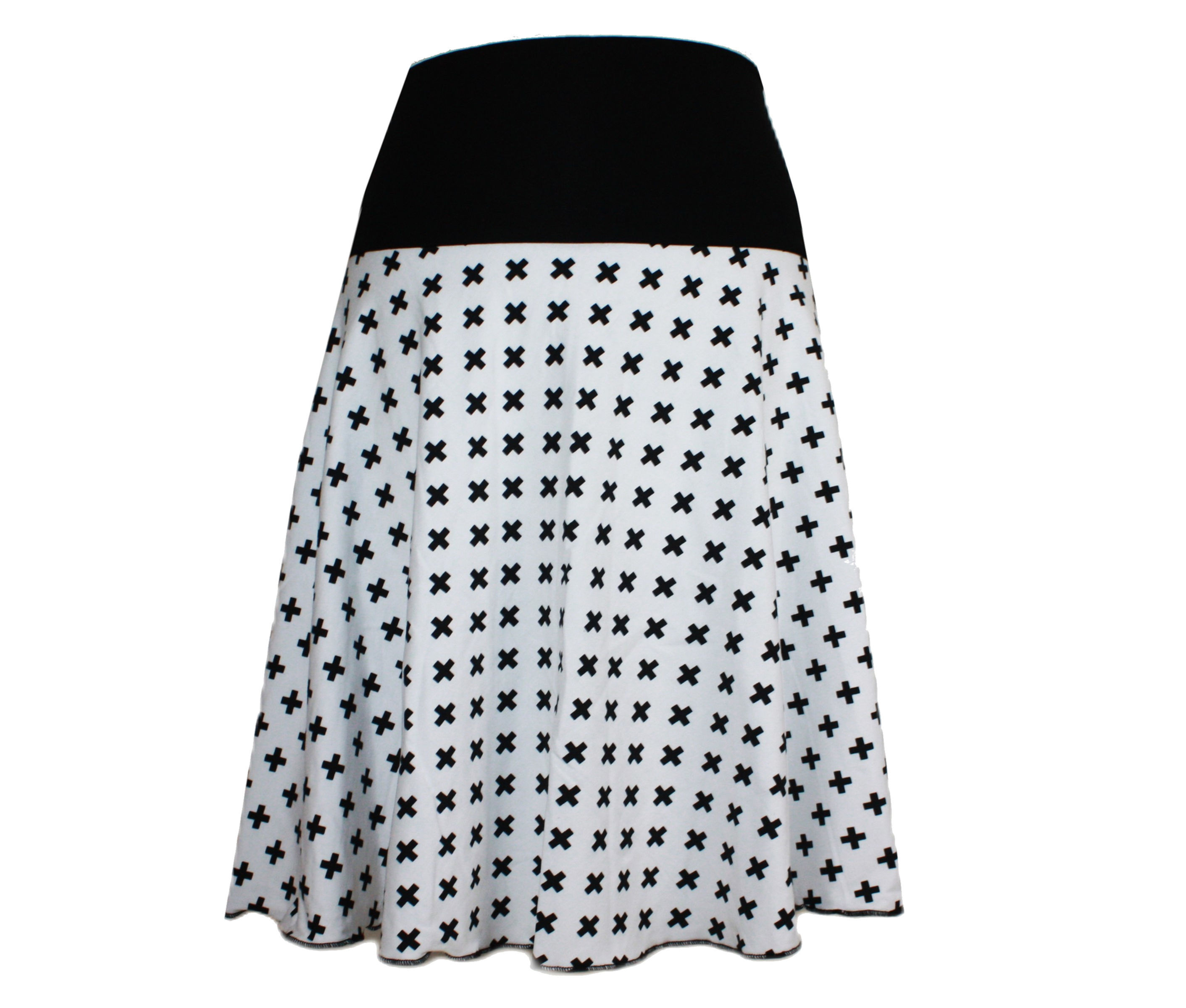 Jerseyrock A-Linie 57cm Weiß Kreuz