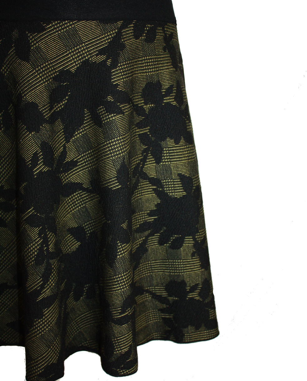 Miniaturbild: Rock A-Linie Jacquard Grün Floral