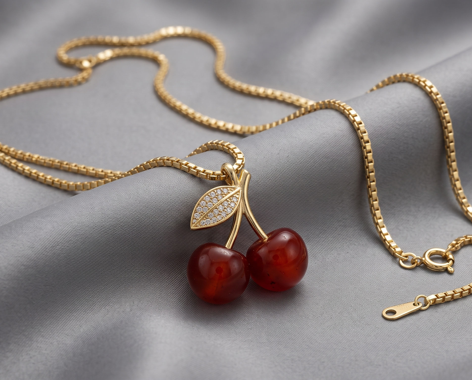 Belle Necklace in Gold chain and Cherry Pendant