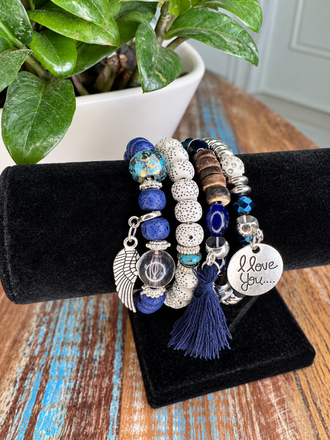 Ocean Blue Boho Bracelet Set – 4 Pieces