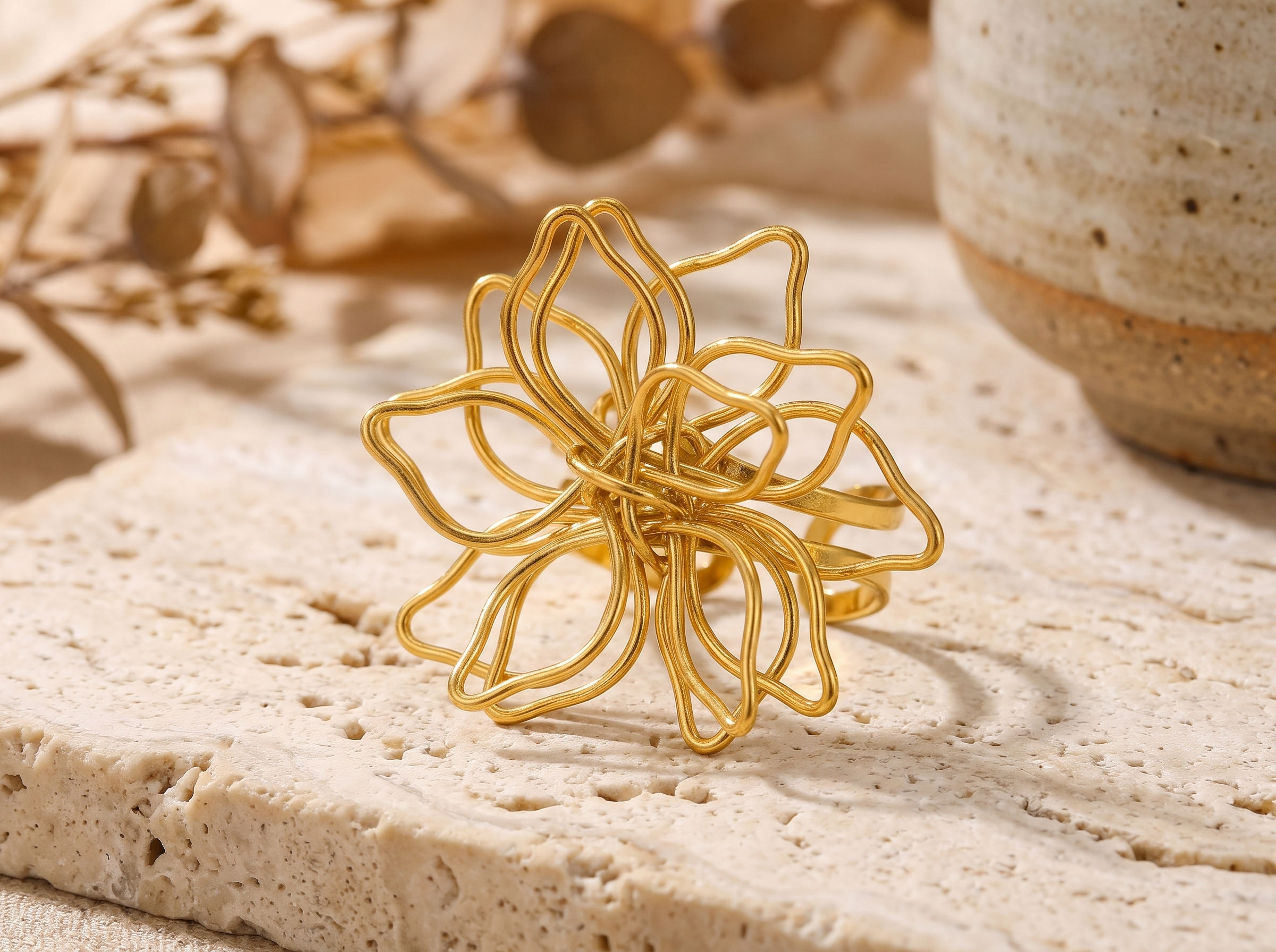Golden Bloom Statement Ring
