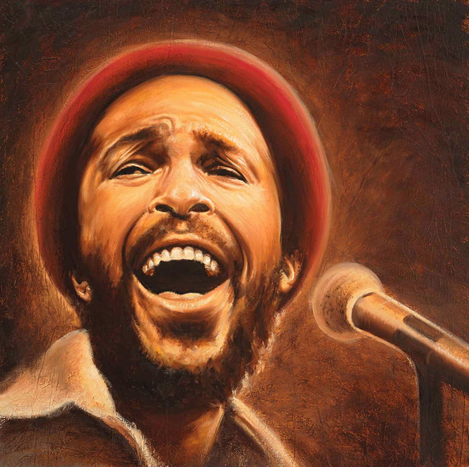 Marvin Gaye sepia toned portrait by Travis Knight