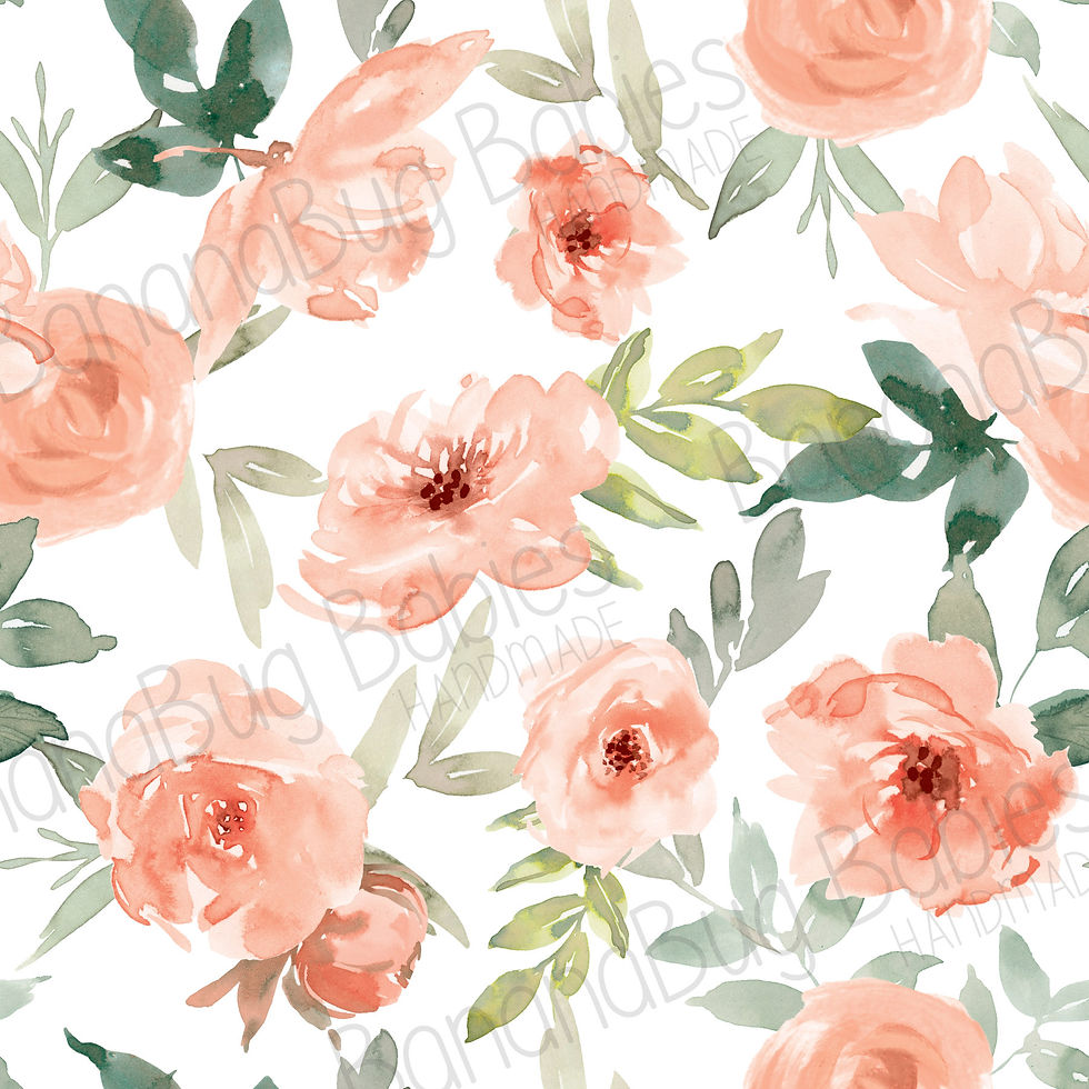Peach Floral White