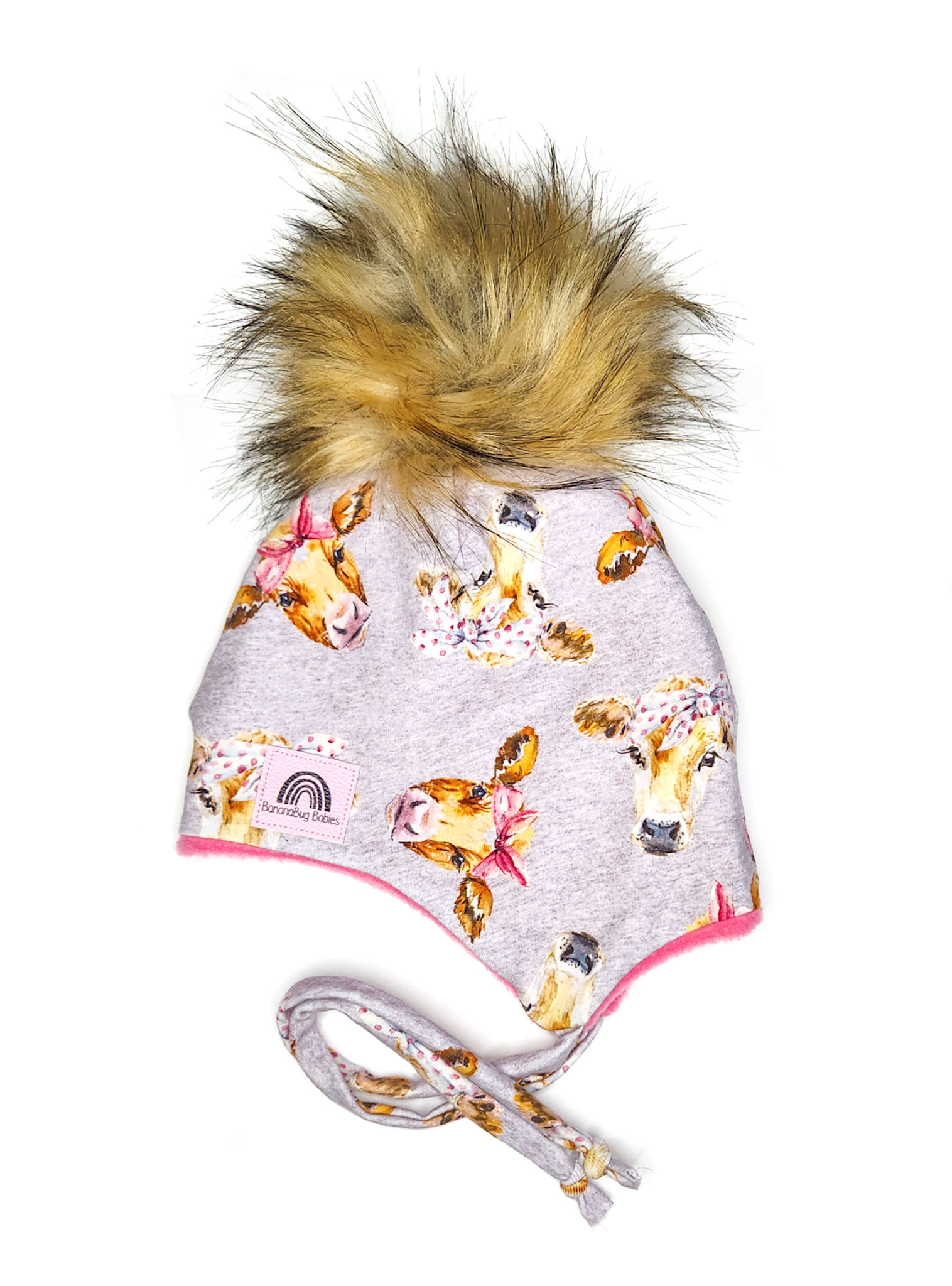 Cows Fleece Lined Beanie - Medium (12m-2T)