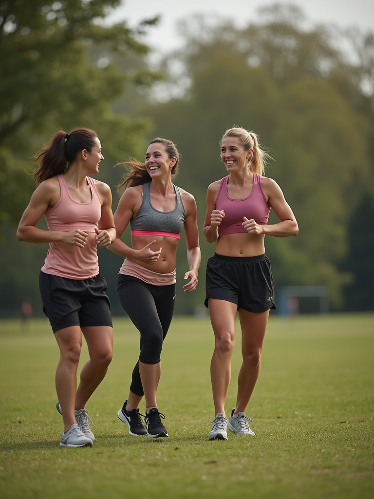 Eye-level view of a group fitness class outdoors in Hampton East