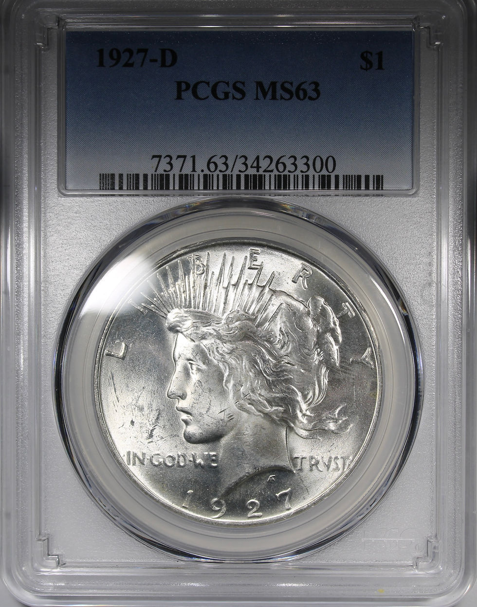 Thumbnail: 1927-D Peace Dollar PCGS MS63