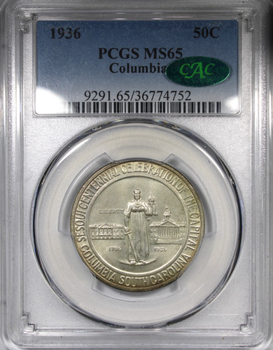 1936 Columbia Commemorative Half Dollar PCGS MS65 CAC | Acousha