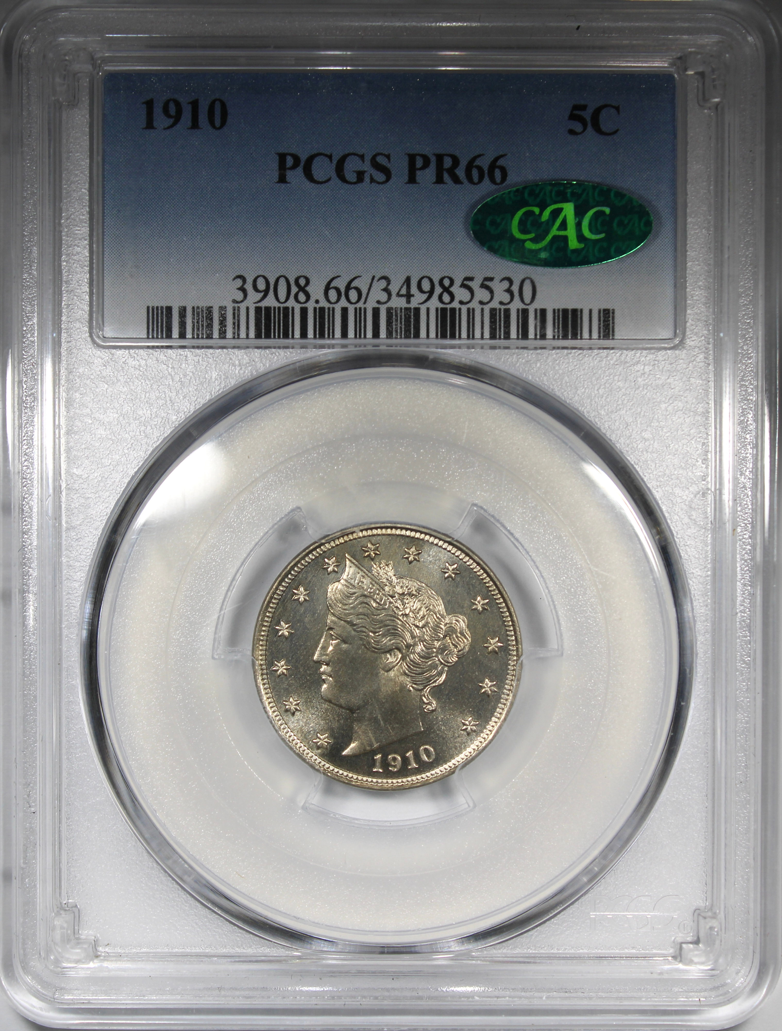 1910 Proof Liberty V-Nickel PCGS PR66 CAC