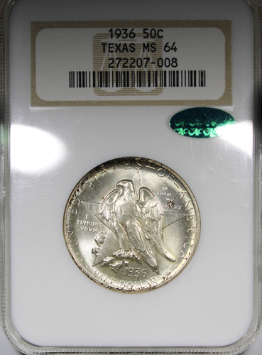 1936 Texas Commemorative Half Dollar NGC MS64 CAC | Acousha