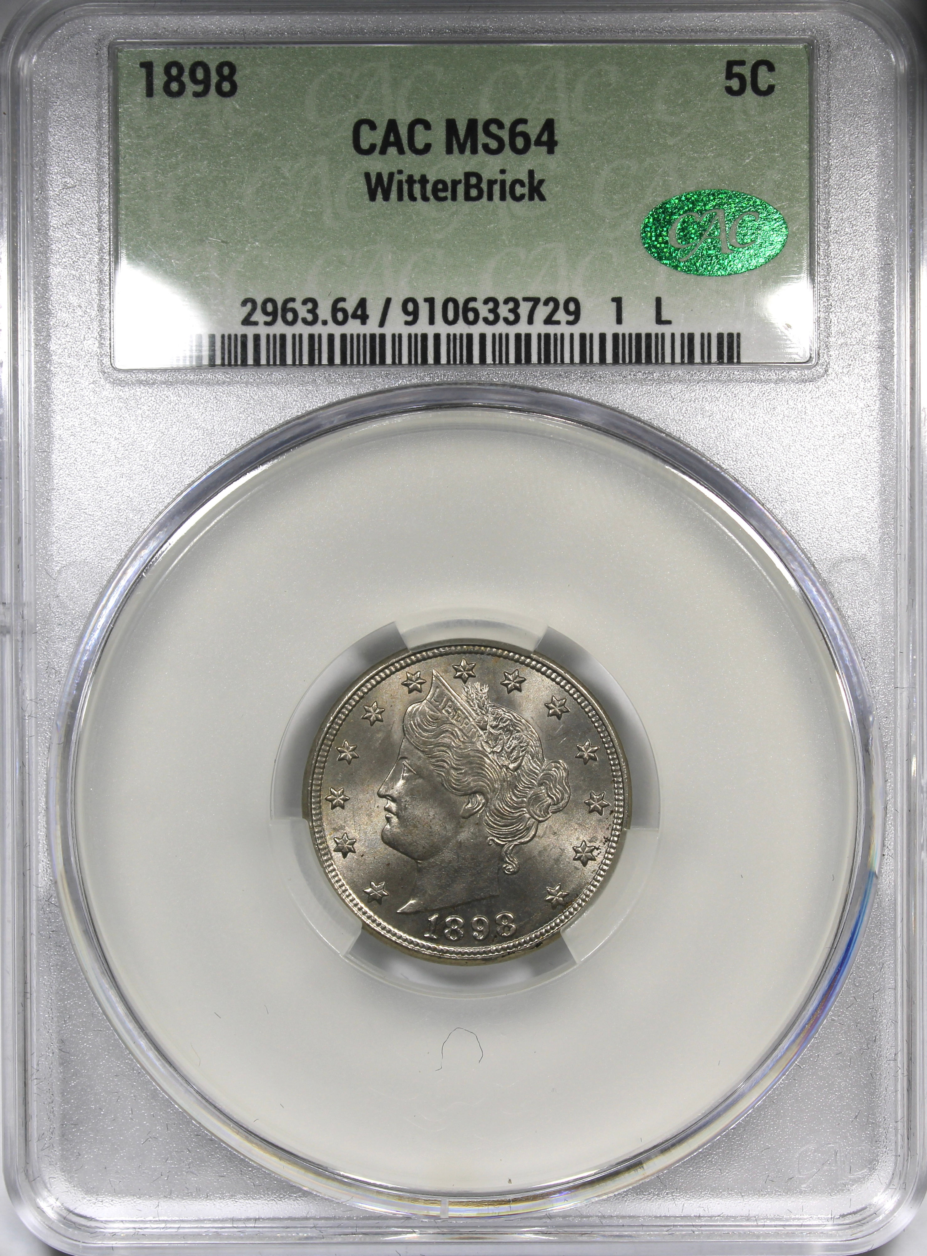 1898 Liberty V-Nickel CAC MS64