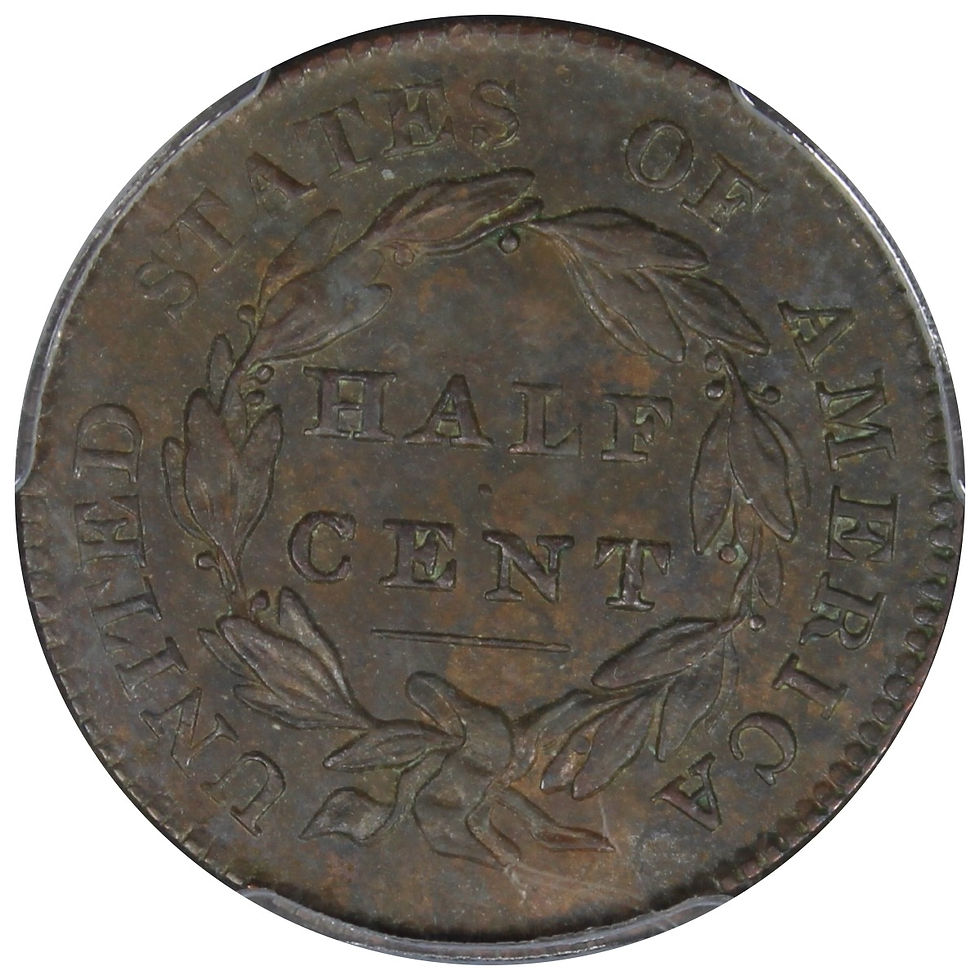 Thumbnail: 1828 Classic Head Half Cent PCGS AU58 (12 Stars)