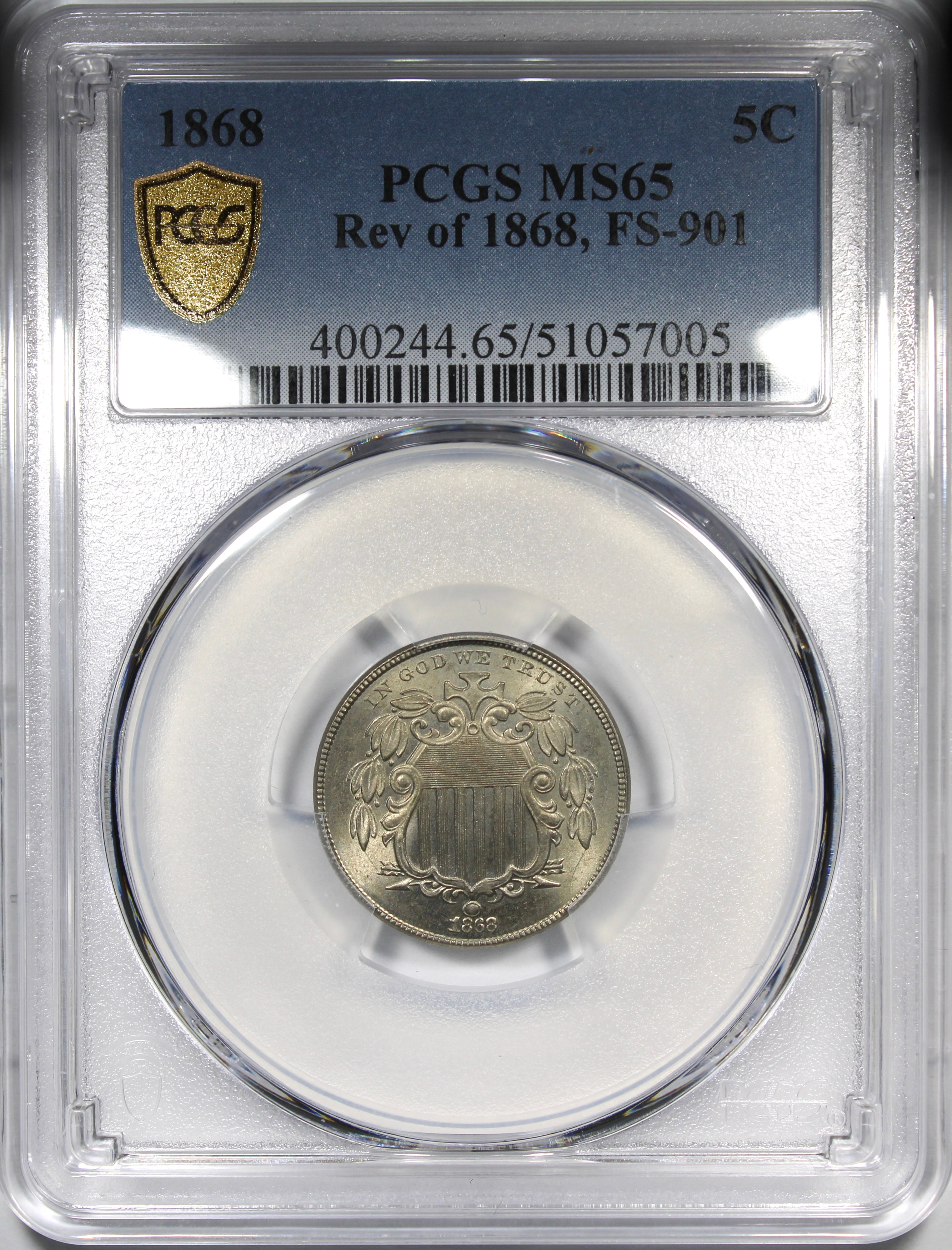 1868 Shield Nickel PCGS MS65 (Reverse of 1868)