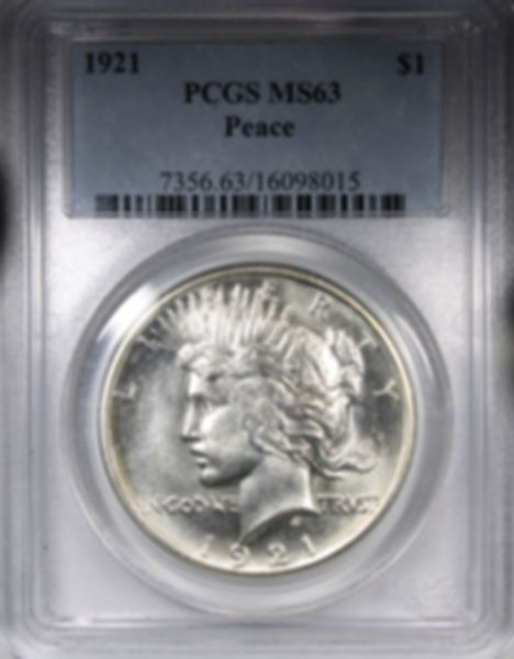 1921 High Relief Peace Dollar PCGS MS63