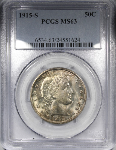 1915-S Barber Half Dollar PCGS MS63 | Acousha Collectibles