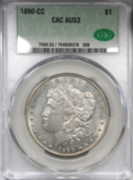 1890-CC Morgan Dollar CAC AU53