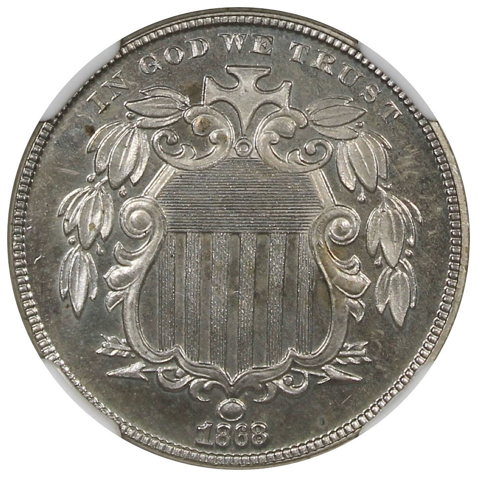 Thumbnail: 1868 Proof Shield Nickel NGC PR65