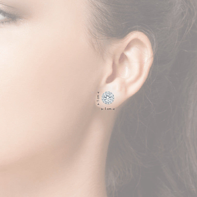 Thumbnail: 2 CTW AGI Certified Lab Grown Diamond Halo Earrings in 14K White Gold