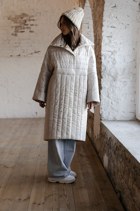 Ushuaia Beige Puffer Coat by WeHeat Timeless Style Comfort