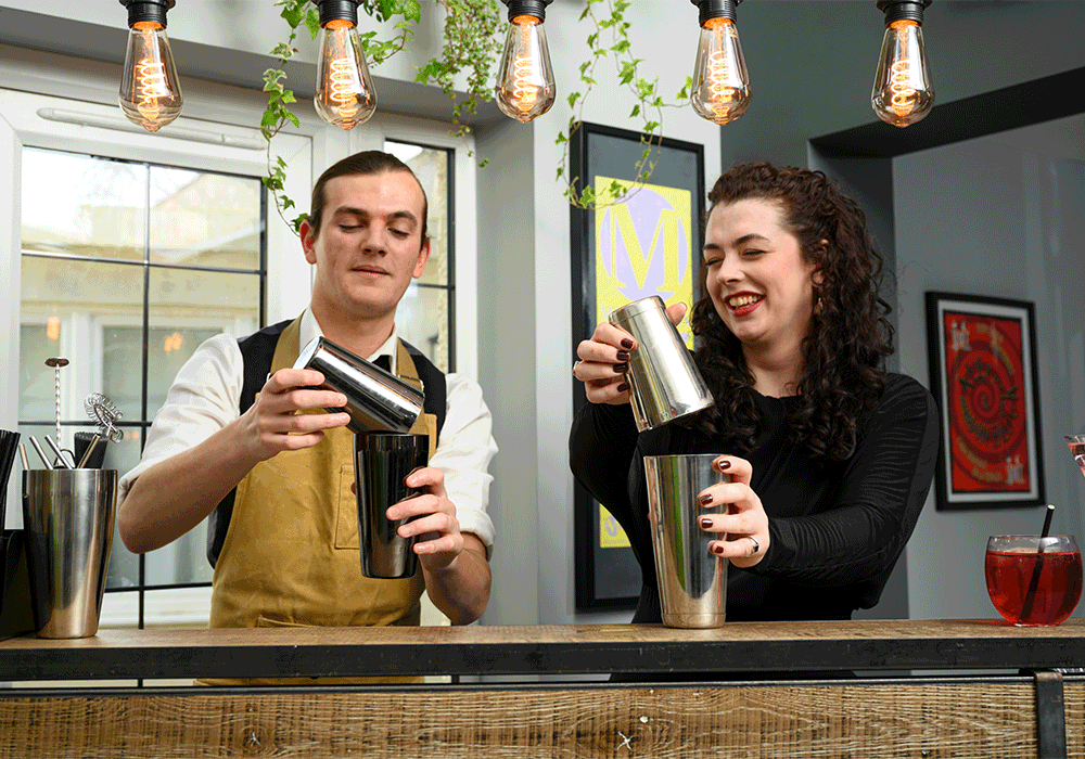 animated GIF showing cocktail making
