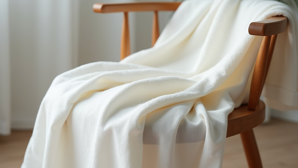 Eye-level view of soft cotton fabric draped over a chair