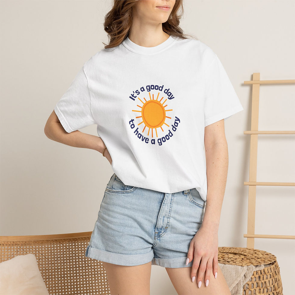 Thumbnail: Sunshine Quote Unisex Garment-Dyed T-Shirt - "It's a Good Day"