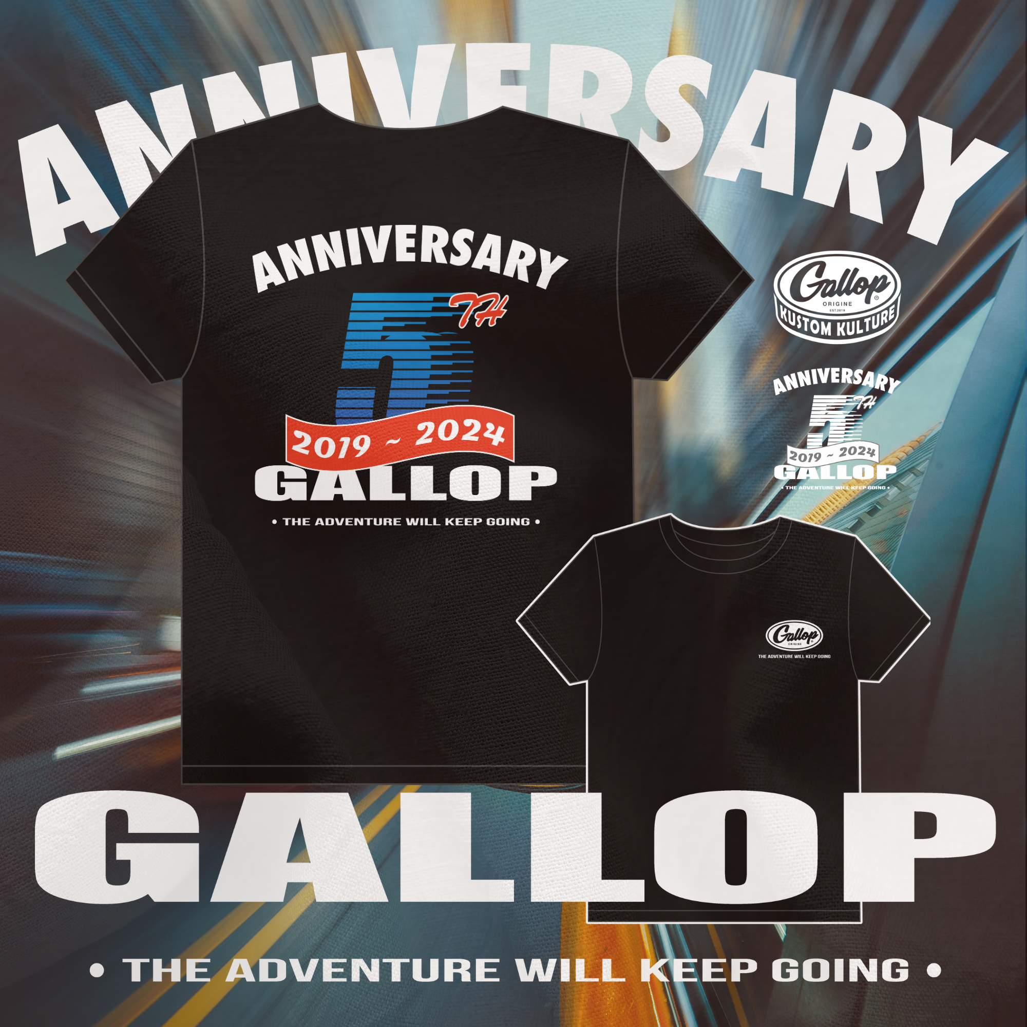 Gallop Kustom Kulture 5周年紀念短T 短袖上衣 黑