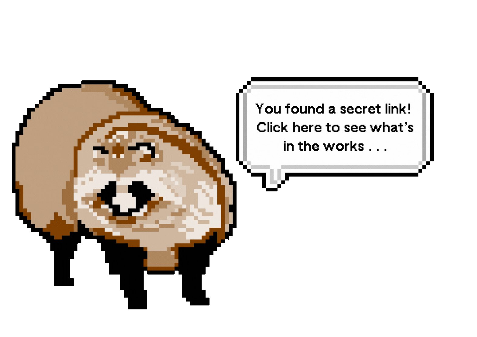 Racoon friend pointing towards secret link to another page. 