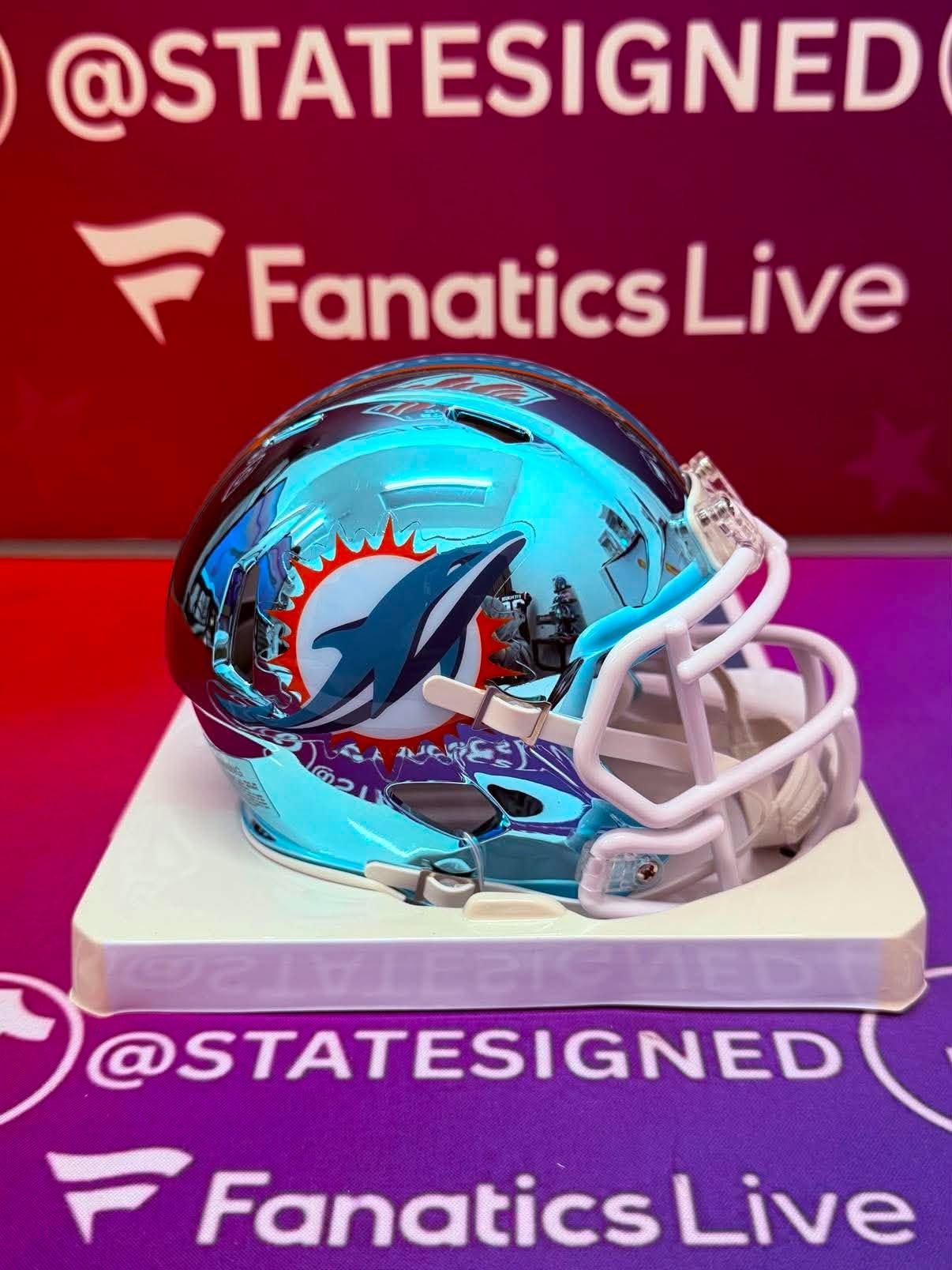 Miami Dolphins Chrome Mini Helmet (Unsigned)