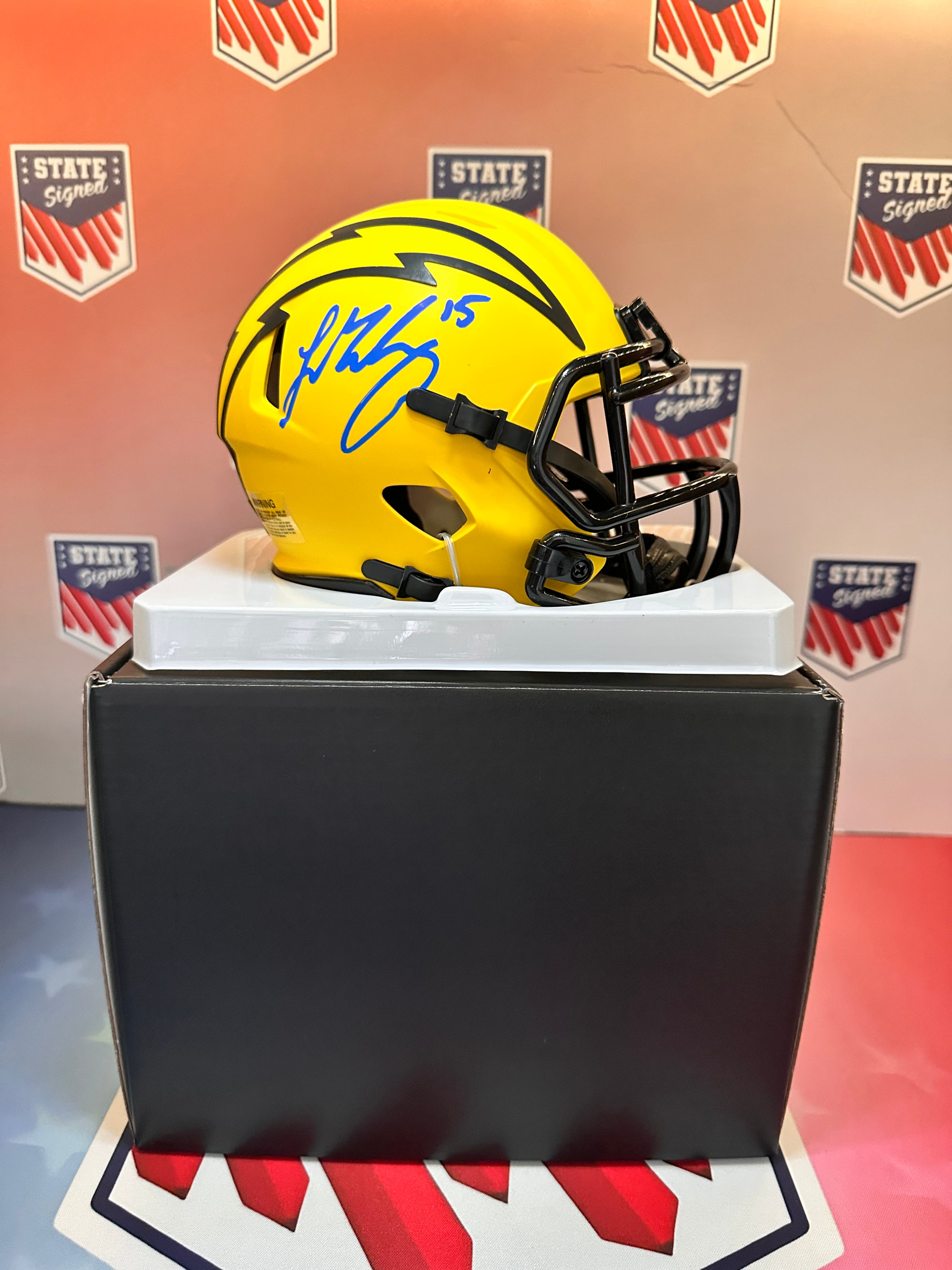 Ladd McConkey Los Angeles Chargers Rave Mini Helmet