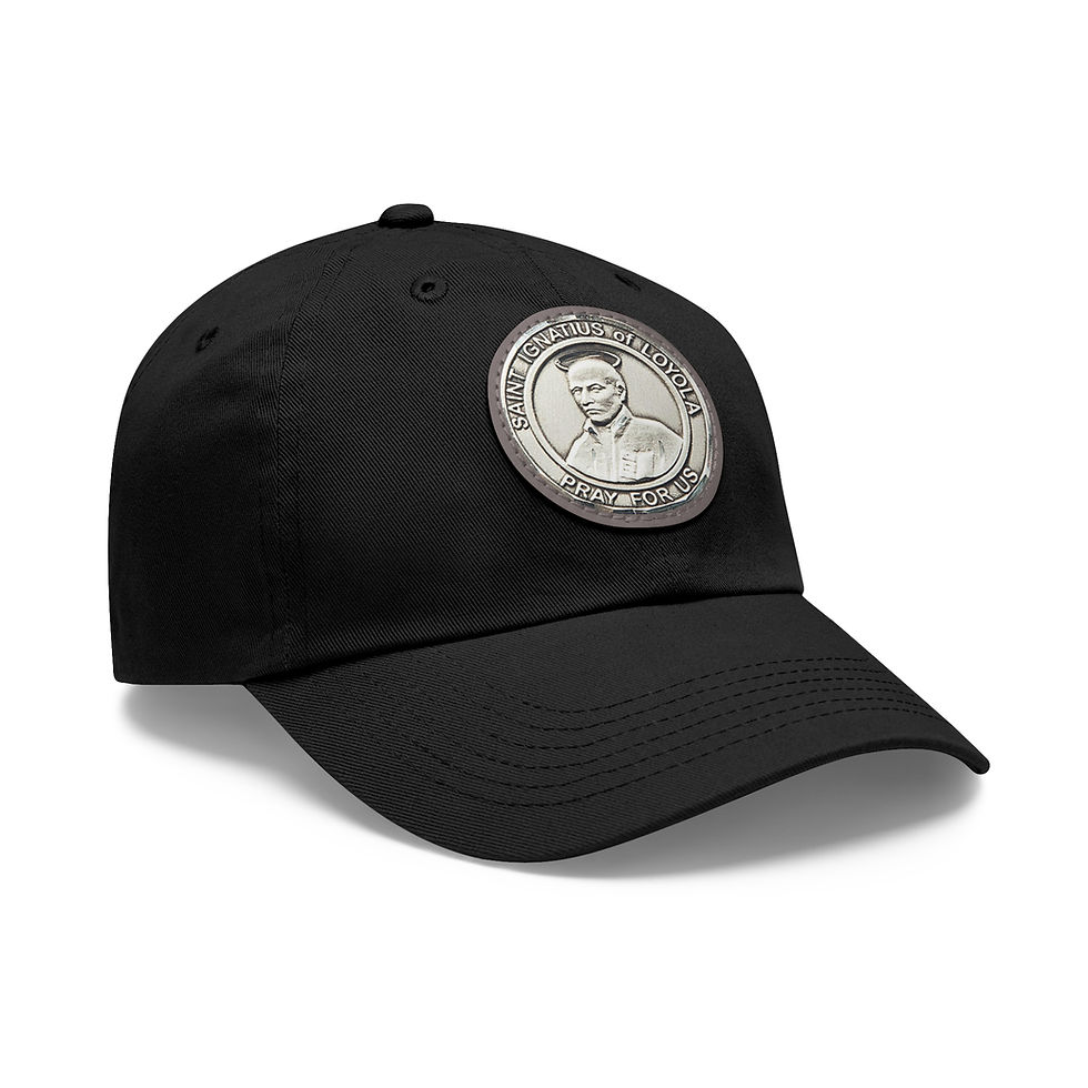 Thumbnail: St Ignatius of Loyola Medal Printed on Leather Patch, Catholic Unstructured Hat